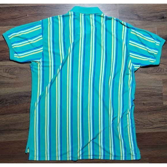 VTG The Mens Store Vertical Green Navy White Striped Polo Shirt sz XL - Picture 5 of 5
